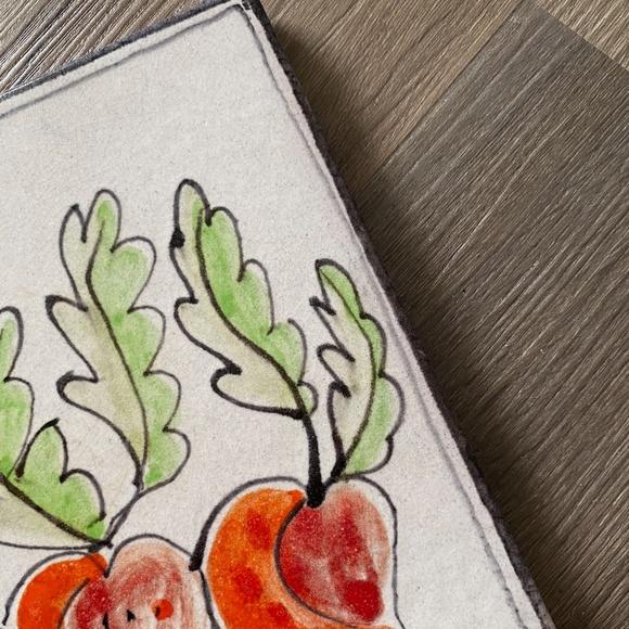 VTG 1960s 1970s Italian Ceramic Tile Radishes Art or Trivet - Picture 5 of 9